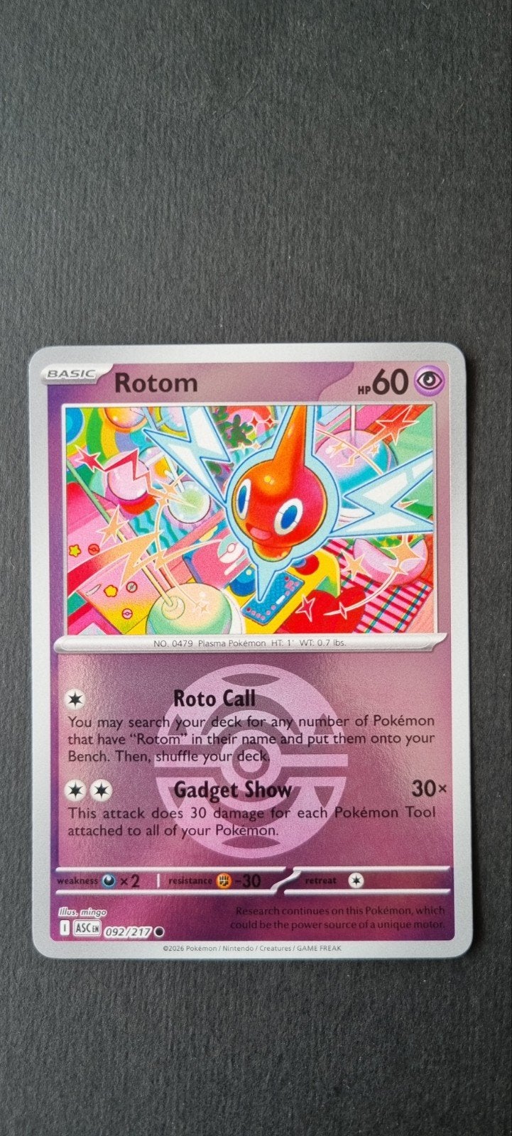 Rotom pokeball XASC 092/217, Ophalen of Verzenden, Zo goed als nieuw, Losse kaart