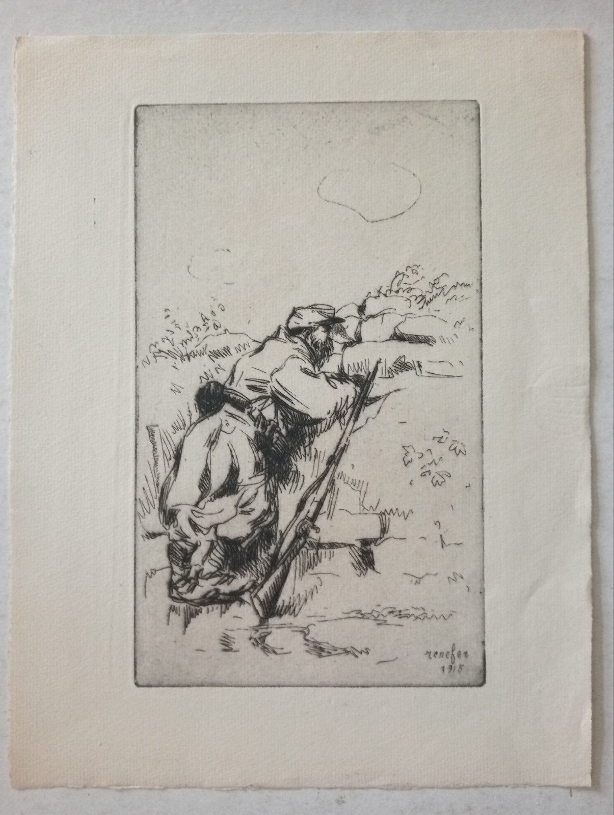 Raymond Renefer Ets WW1 Eerste Wereldoorlog Loopgraaf, Ophalen of Verzenden