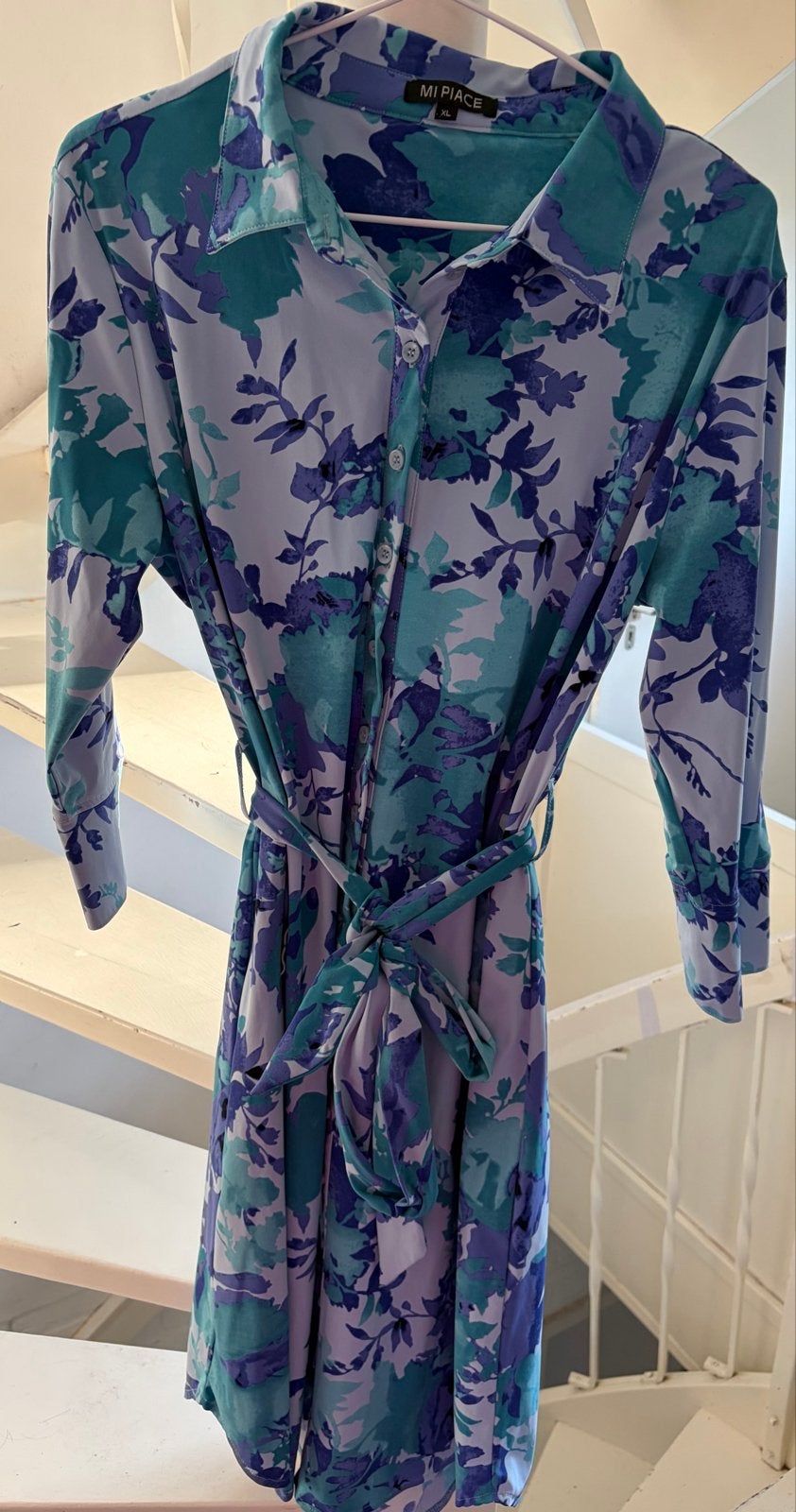 Mi Piace Travel Jurk Blue Flower Print, Blauw, Maat 46/48 (XL) of groter, Ophalen of Verzenden, Zo goed als nieuw