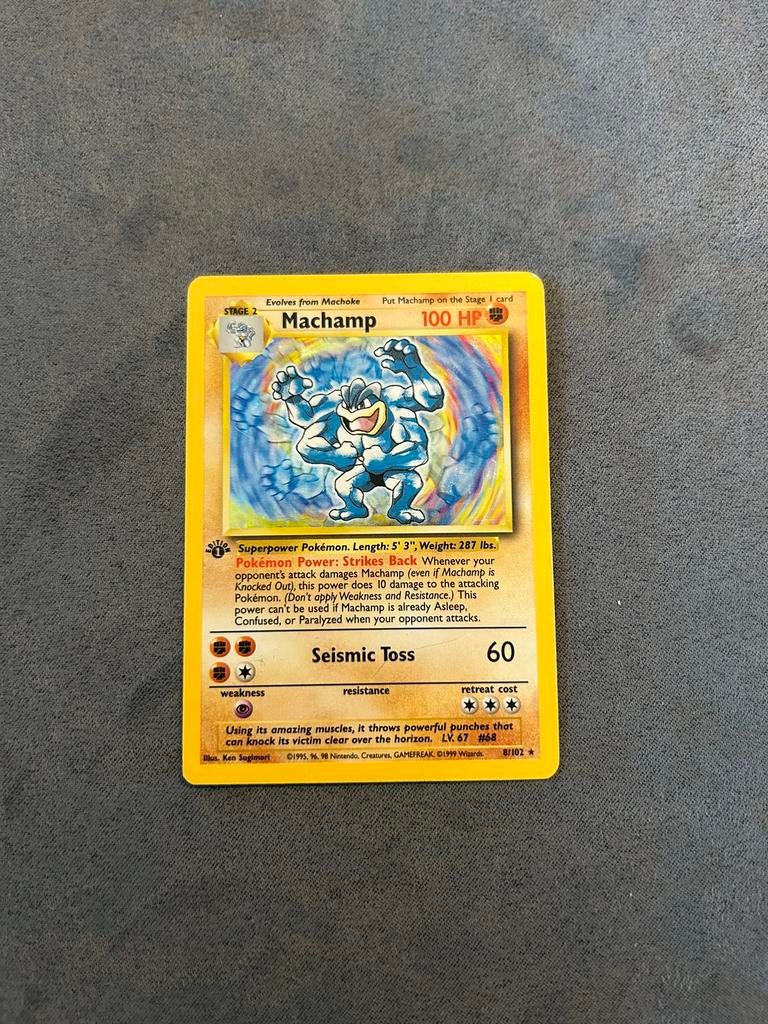 Machamp holo base set 8/102, Hobby en Vrije tijd, Verzamelkaartspellen | Pokémon, Ophalen, Zo goed als nieuw