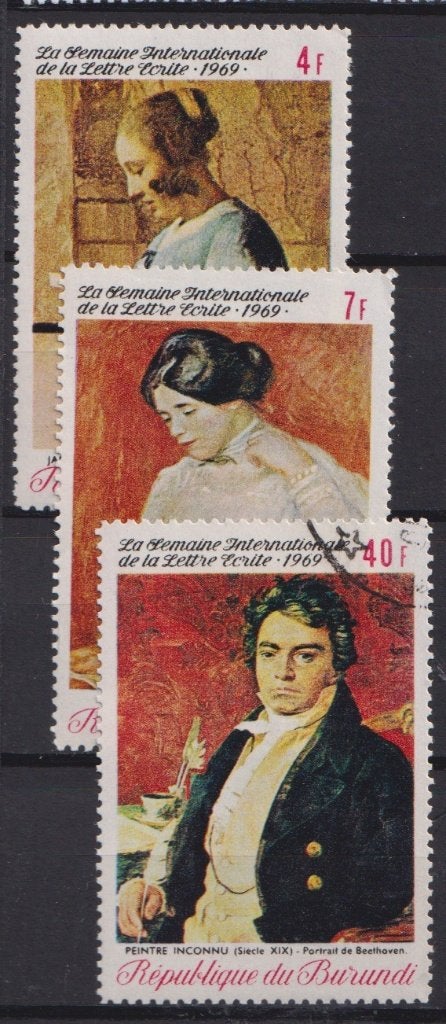 Burundi 1969 Schilderijen Vermeer Renoir 2x Onbekend, Verzenden, Gestempeld, Overige thema's
