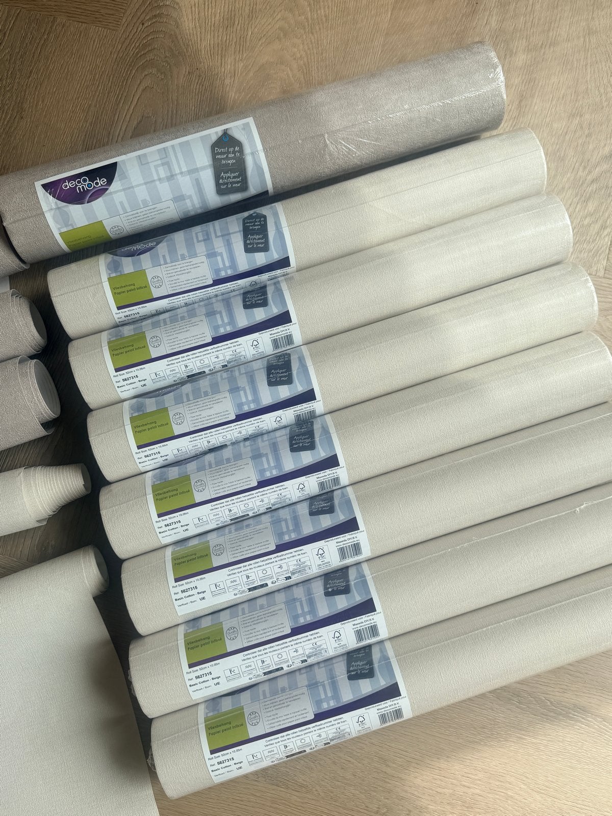 Praxis 7x Decomode Vliesbehang Pure Lines linnen, Ophalen, Materiaallook, Natuurlijk, Overige merken