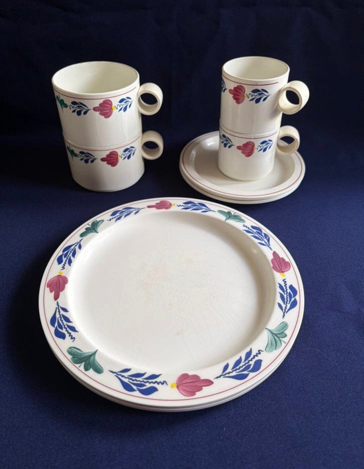 Boerenbont set mepal/kunststof servies, Huis en Inrichting, Keuken | Servies, Ophalen of Verzenden, Gebruikt, Kunststof, Kop(pen) en/of Schotel(s)