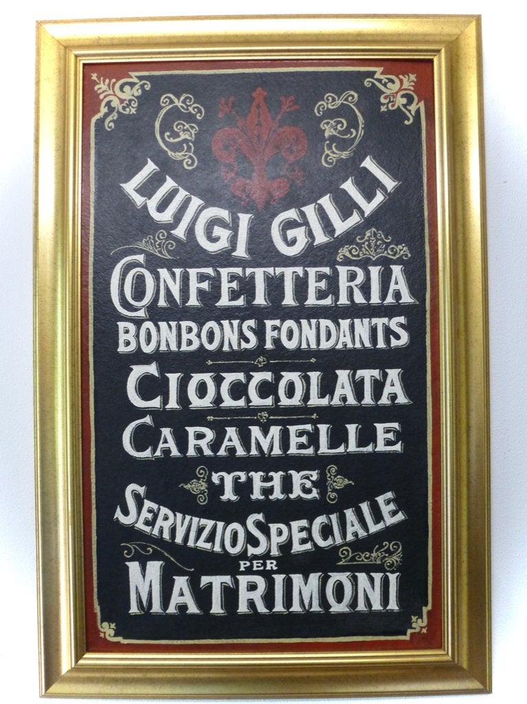 Handgeschilderd vintage reclame bord / Florence / Italië, Reclamebord, Ophalen of Verzenden, Zo goed als nieuw, B6