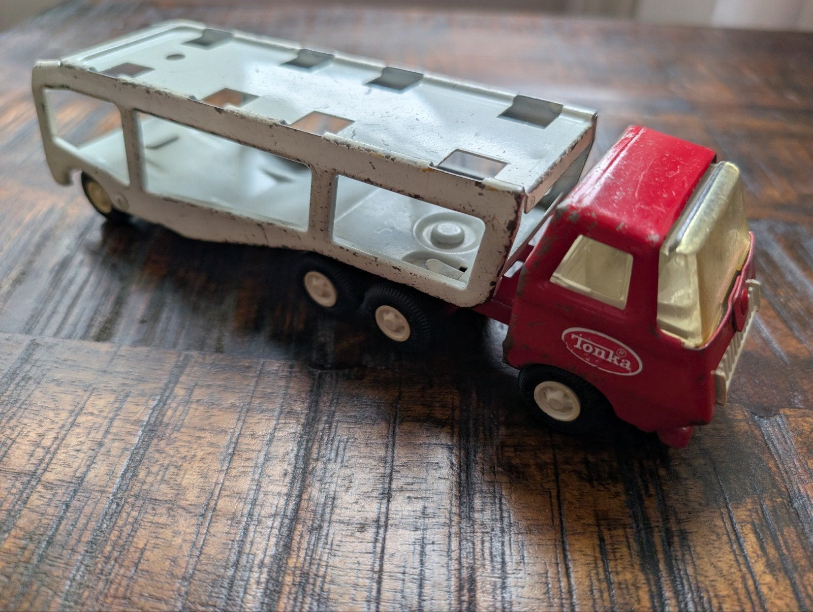 Vintage Tonka Auto Transporter - Rode Cabine, Verzamelen, Ophalen of Verzenden, Gebruikt