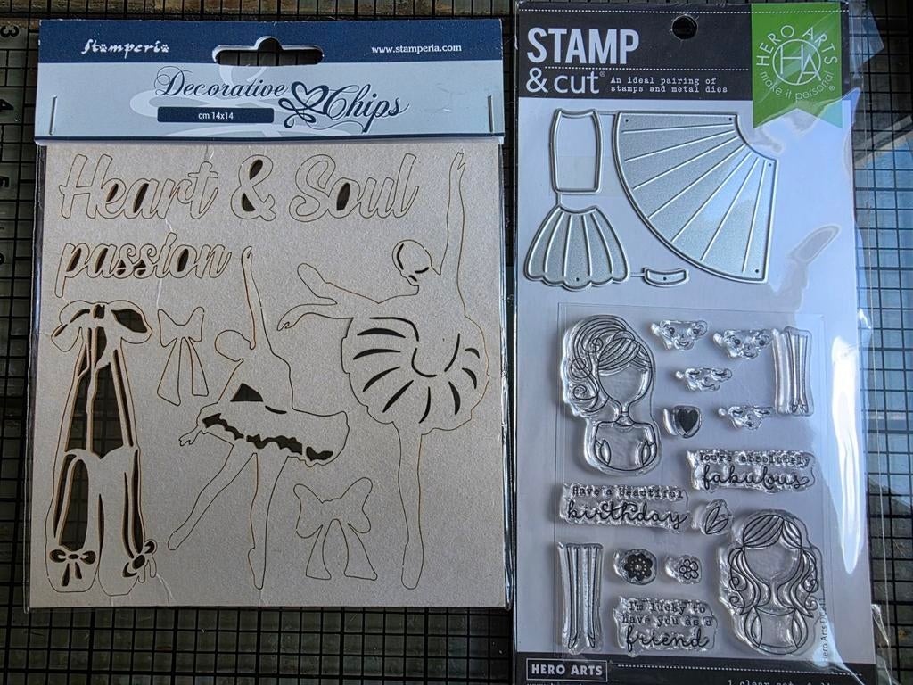 🩰 Stamperia Decorative Chips & Hero Arts Stempel + Dies Set, Hobby en Vrije tijd, Ophalen of Verzenden