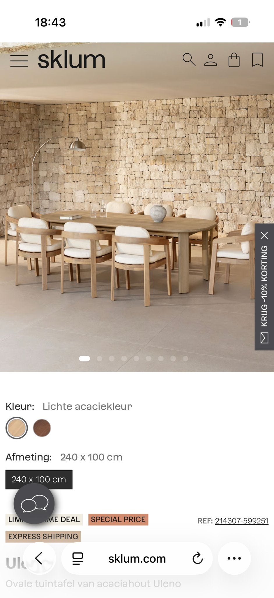 Ovale tuintafel van acaciahout Uleno - 240x100 cm, Tuin en Terras, Ophalen, Nieuw, Ovaal, Hout