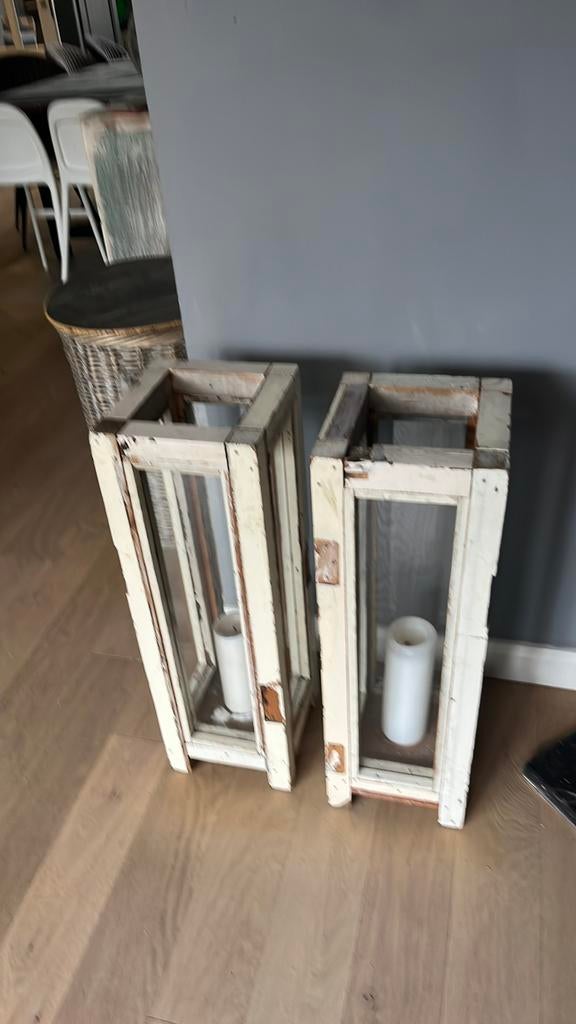 2 stoere windlichten, Ophalen of Verzenden, Gebruikt