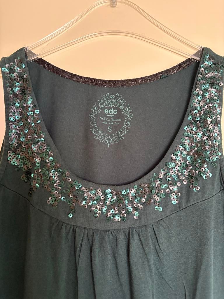 EDC by Esprit top met pailletten, maat S, Ophalen of Verzenden, Zo goed als nieuw, Groen, Maat 36 (S)