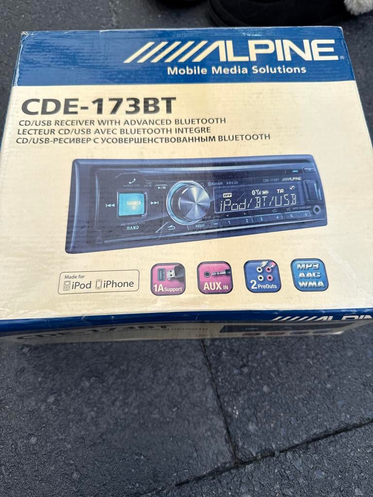 Alpine CDE-173BT CD/USB-ontvanger met Bluetooth, Ophalen of Verzenden, Zo goed als nieuw