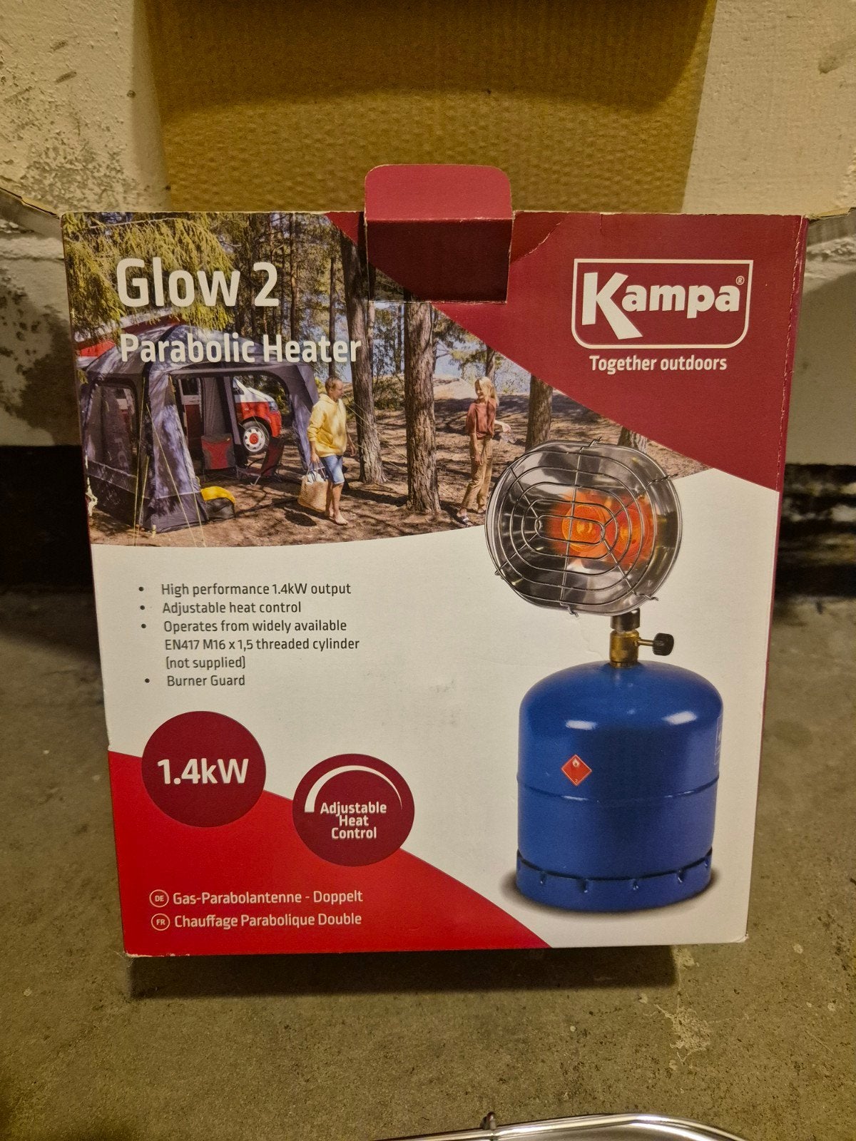 Kampa Glow 2 Parabolische Heater 1.4kW - Nieuw in doos, Ophalen of Verzenden, Nieuw