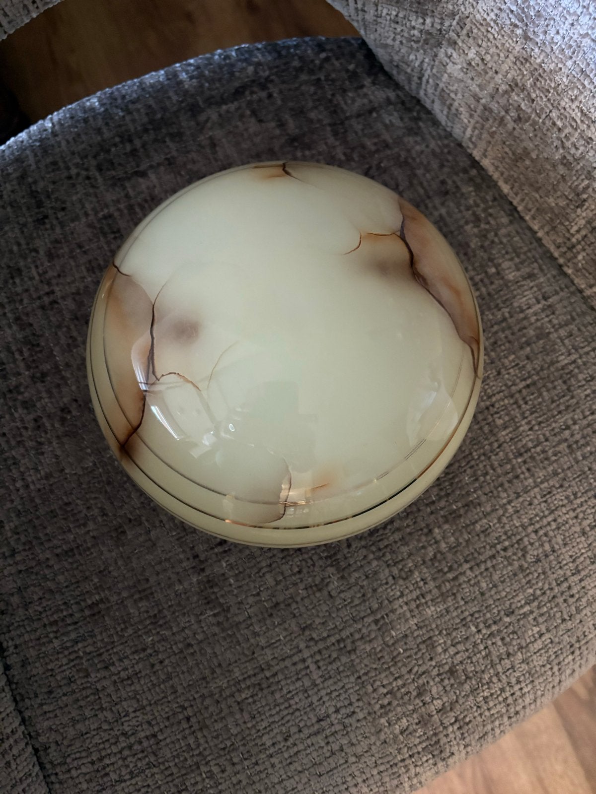 Vintage glazen lampenkap met marmerlook, Overige merken, Gebruikt, Beige, Overige fittingen