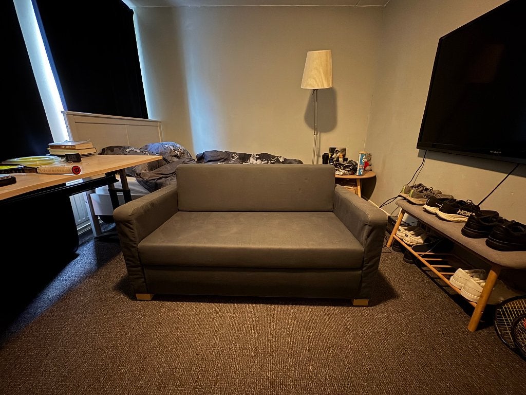 IKEA SOLSTA slaapbank, tweezits, uitklapbaar tot bed, Huis en Inrichting, Ophalen, Gebruikt, Blauw, Tweepersoons