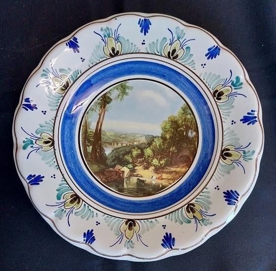 wandbord met landschaps tafereel, Ophalen of Verzenden