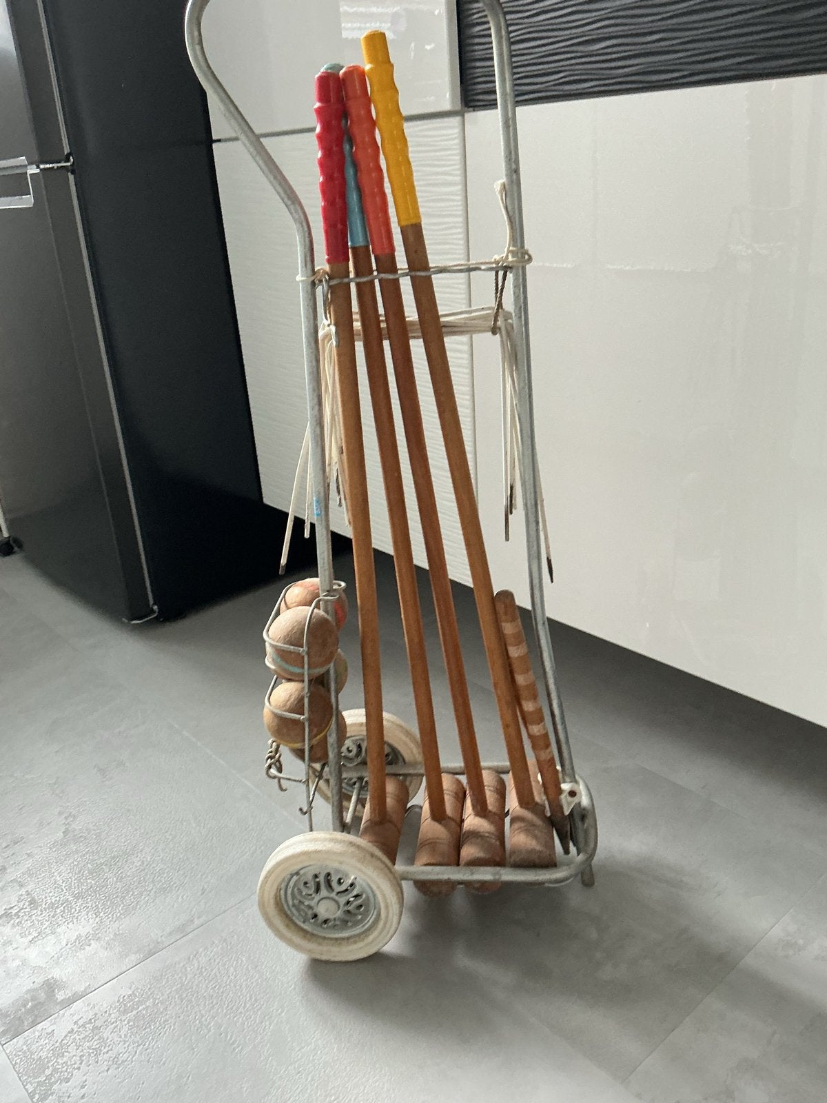 Vintage Croquet Set op Karretje - Compleet en Charmant, Ophalen, Gebruikt
