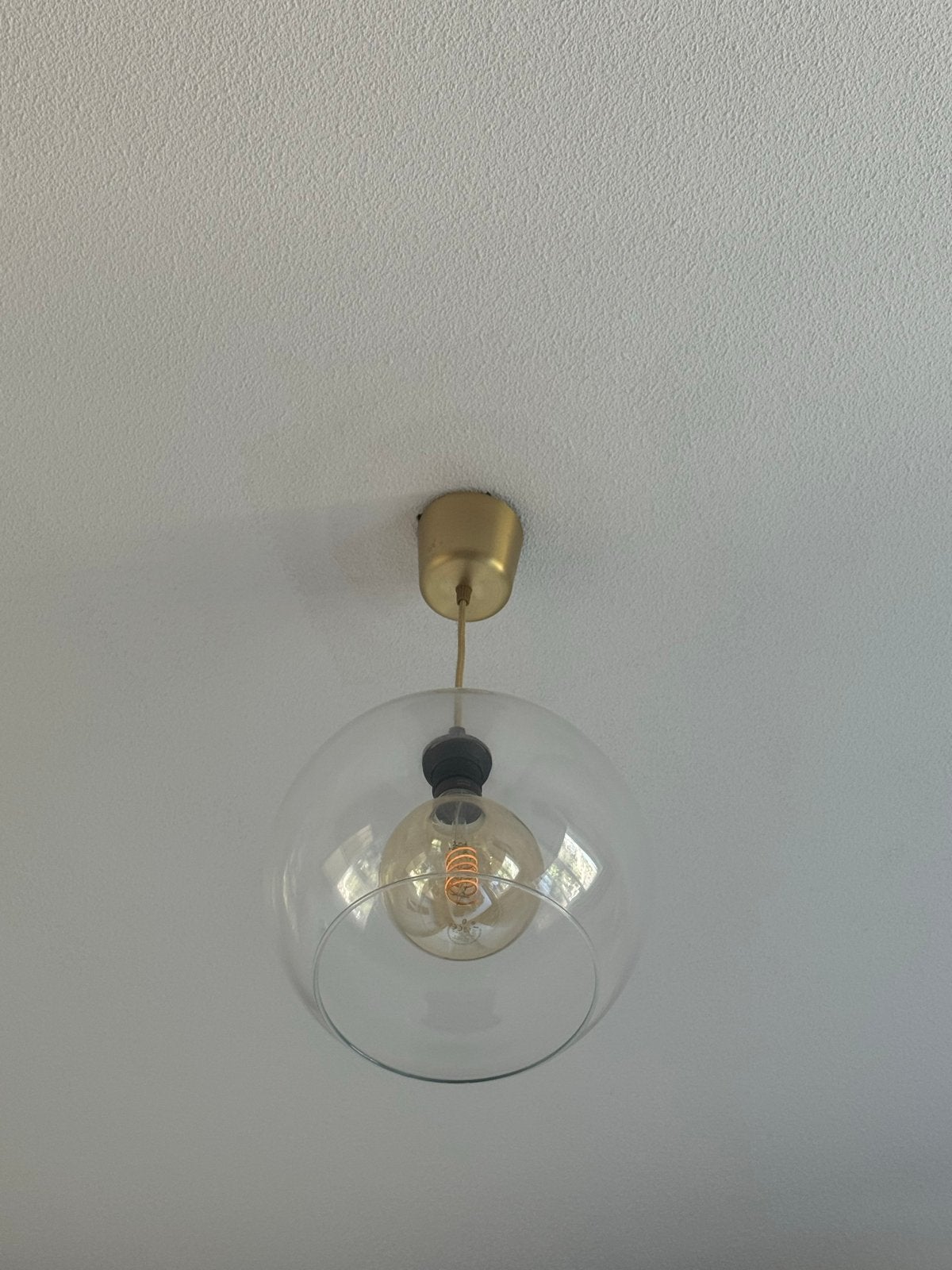 IKEA JAKOBSBYN / JÄLLBY Hanglamp, helder glas/vernikkeld, Ophalen, Zo goed als nieuw, Glas, E27 (groot)
