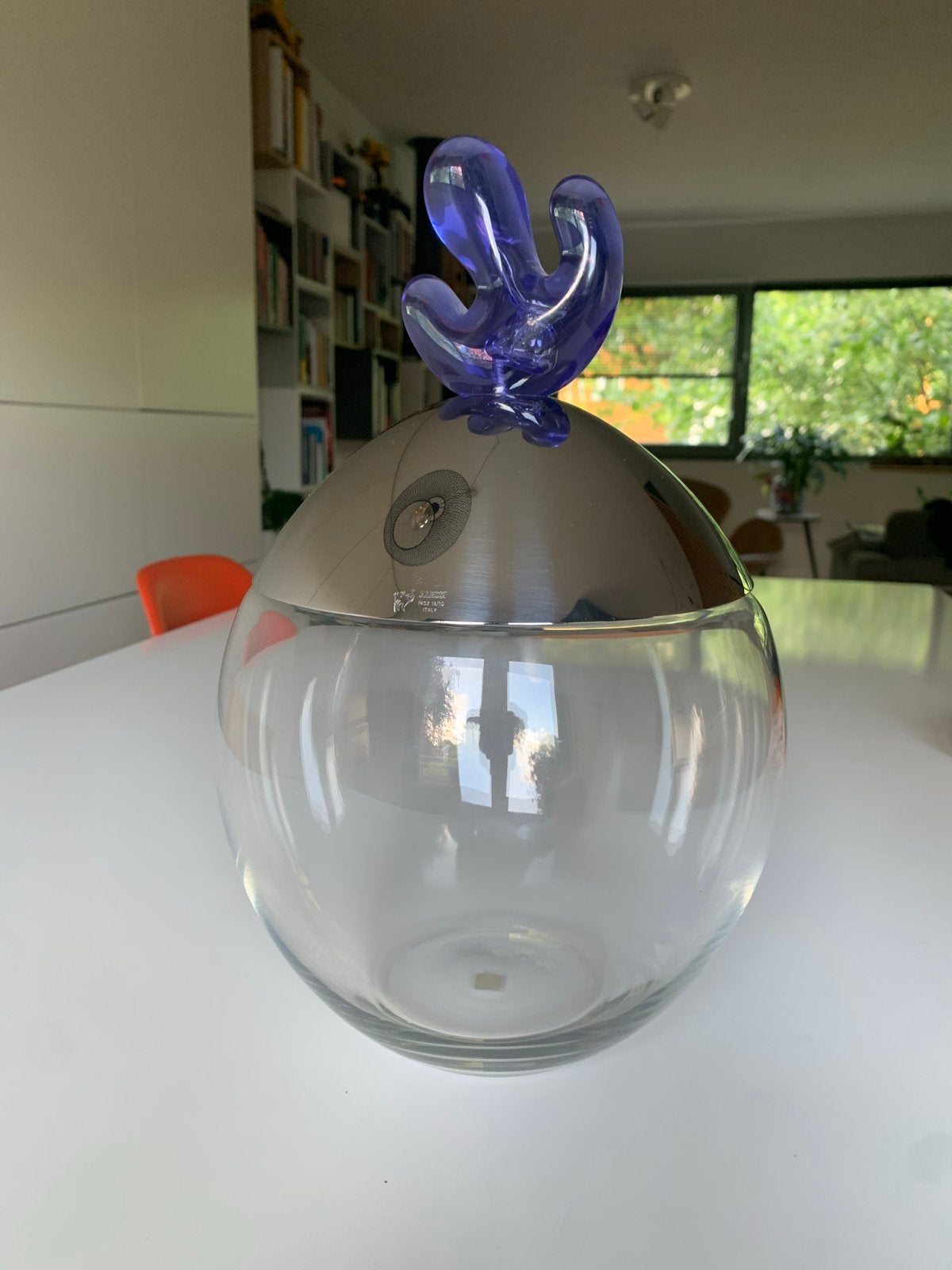 Alessi Big Ovo Voorraadpot 400 cl - Joanna Lyle Design, Glas, Zilver, Ophalen of Verzenden, Zo goed als nieuw