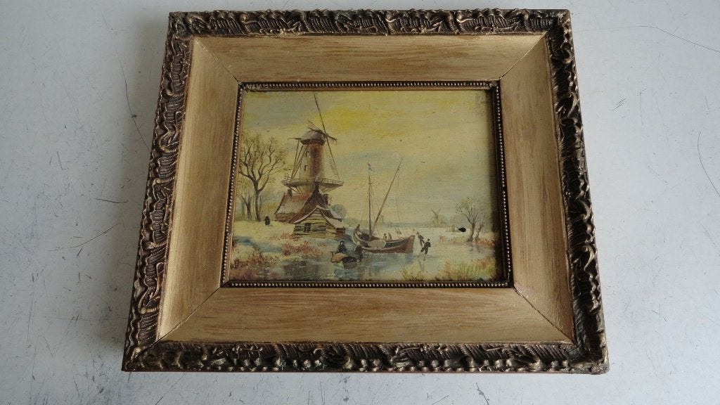 Oud-Hollands Winterslandschap Schilderij in mooie lijst, Antiek en Kunst, Kunst | Schilderijen | Klassiek, Landschap, Oud hollands