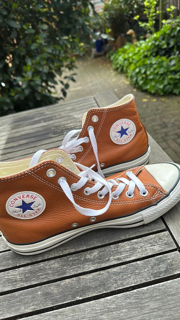 Converse All Star High Top Leer Bruin 41, Kleding | Dames, Schoenen, Ophalen of Verzenden, Gedragen, Bruin, Sneakers of Gympen