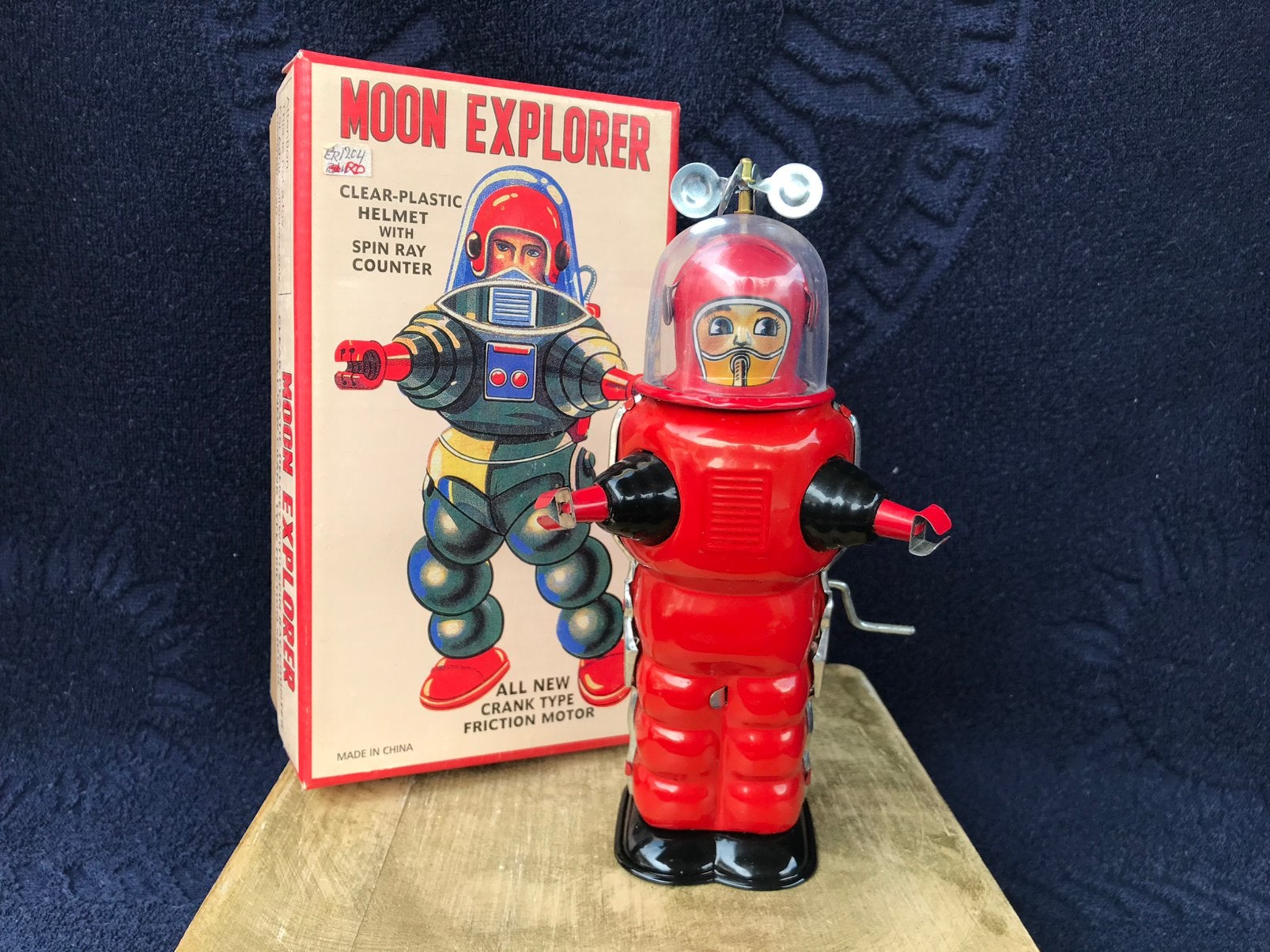 Moon Explorer robot van blik in originele doos Tin Tom Toy, Ophalen of Verzenden