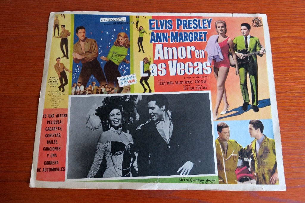 Elvis Presley originele poster Viva Las Vegas 1964 spaans, Ophalen of Verzenden, Zo goed als nieuw, Poster, Artwork of Schilderij