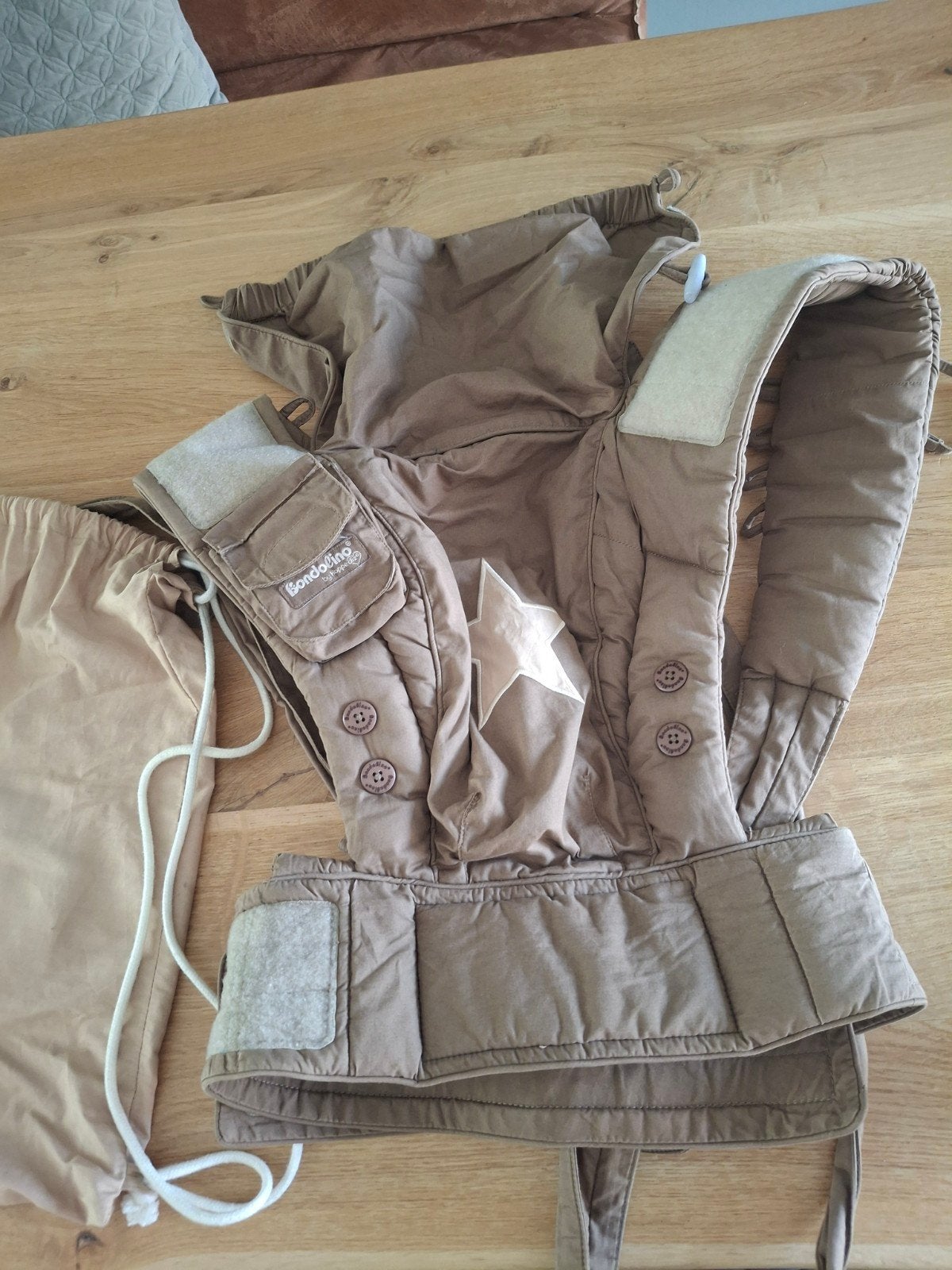 Bondolino by Hoppediz draagzak - Poplin, Kinderen en Baby's, Babydragers en Draagdoeken, Overige merken, Gebruikt, Buik of Rug