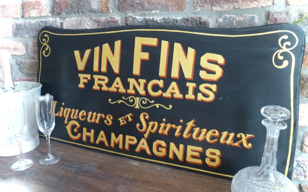 Vintage reclame bord / Franse Wijn, Likeur, drank, Champagne, Reclamebord, Ophalen of Verzenden, Zo goed als nieuw, B6