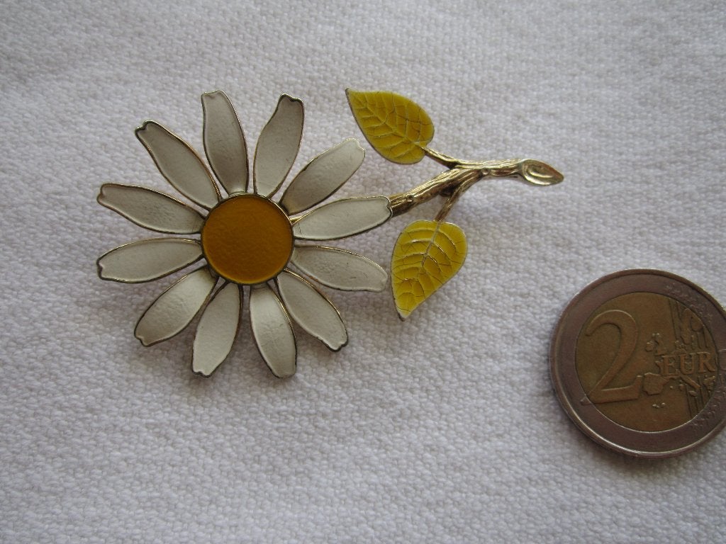 25.  Schitterende oude broche, margriet, Ophalen, Overige materialen, Broche