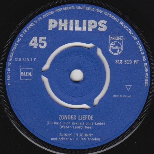 johnny en johnny  zonder liefde / och was ik maar  single, 7 inch, Ophalen of Verzenden, Zo goed als nieuw, EP