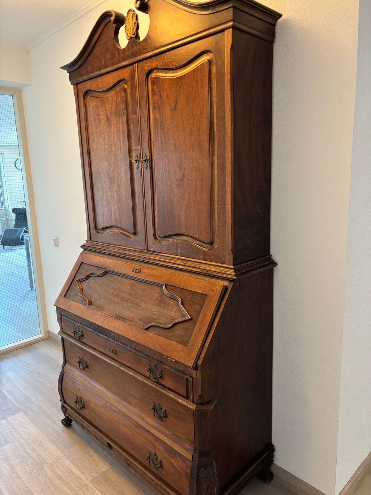 Kast - Vintage secretaire met opbouw - Mahoniehout, Ophalen