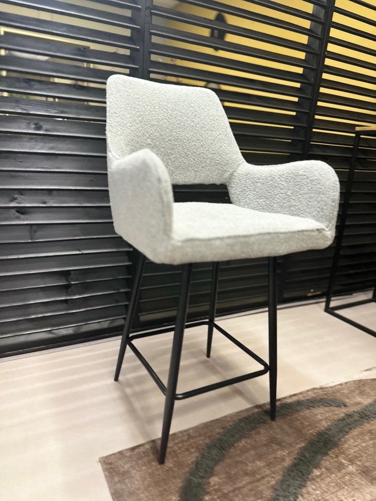 Barkrukken - krukken - grijze barkruk stof - boucle barkruk, Huis en Inrichting, Barkrukken, 1 kruk, Ophalen, Nieuw, 60 tot 90 cm