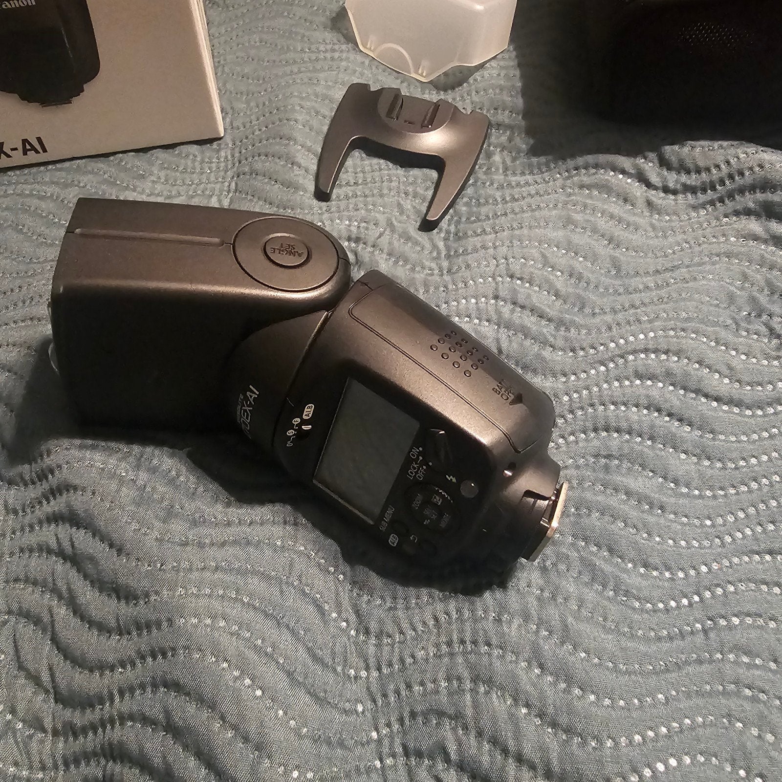 Canon Speedlite 470EX-AI flitser + doos + accessoires, Ophalen, Canon, Externe flitser, Draaibaar