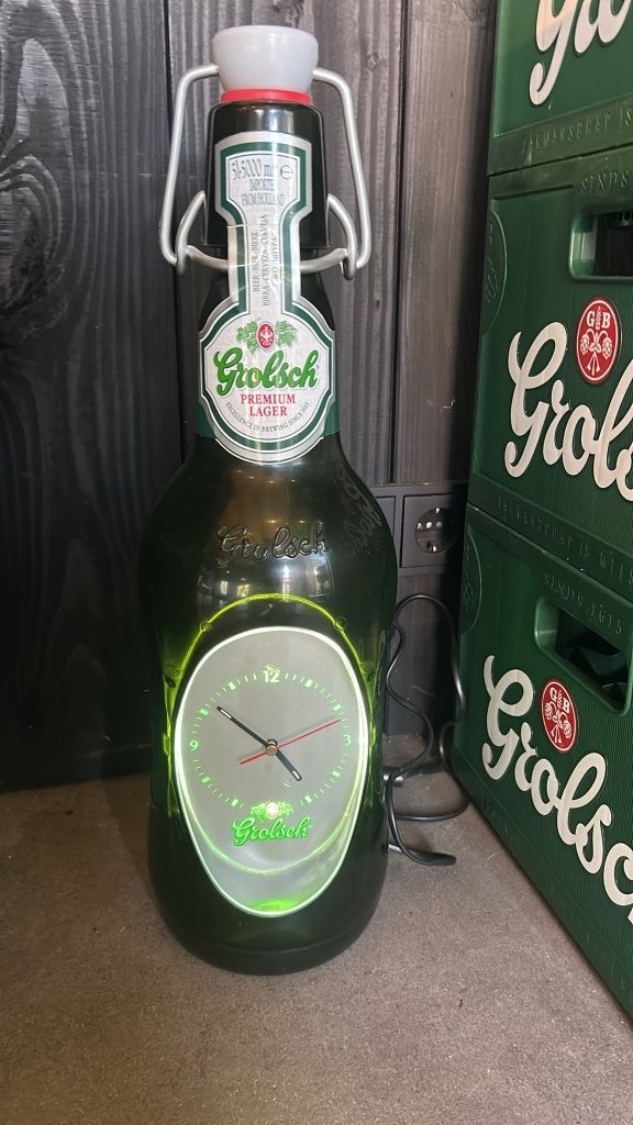 Grolsch beugelfles klok, Verzamelen, Biermerken, Ophalen, Zo goed als nieuw, Overige typen, Grolsch