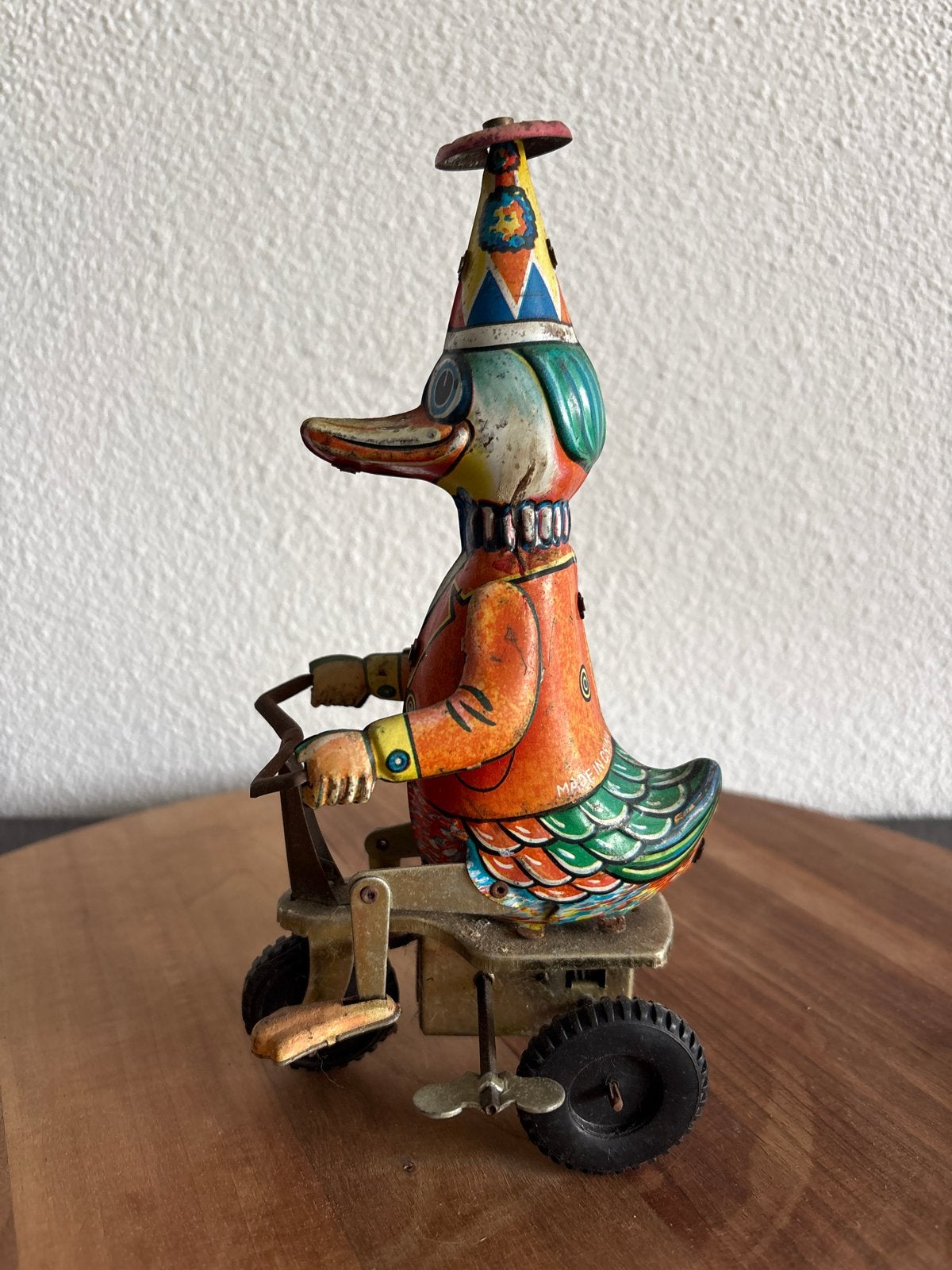 Vintage blikken eend op driewieler - Opwindbaar speelgoed, Ophalen of Verzenden