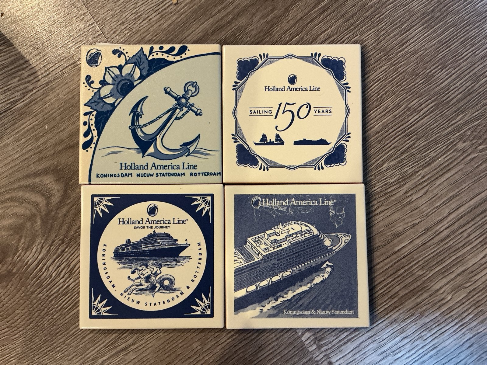 Holland America Line Onderzetters - Set van 4, Antiek en Kunst, Ophalen of Verzenden