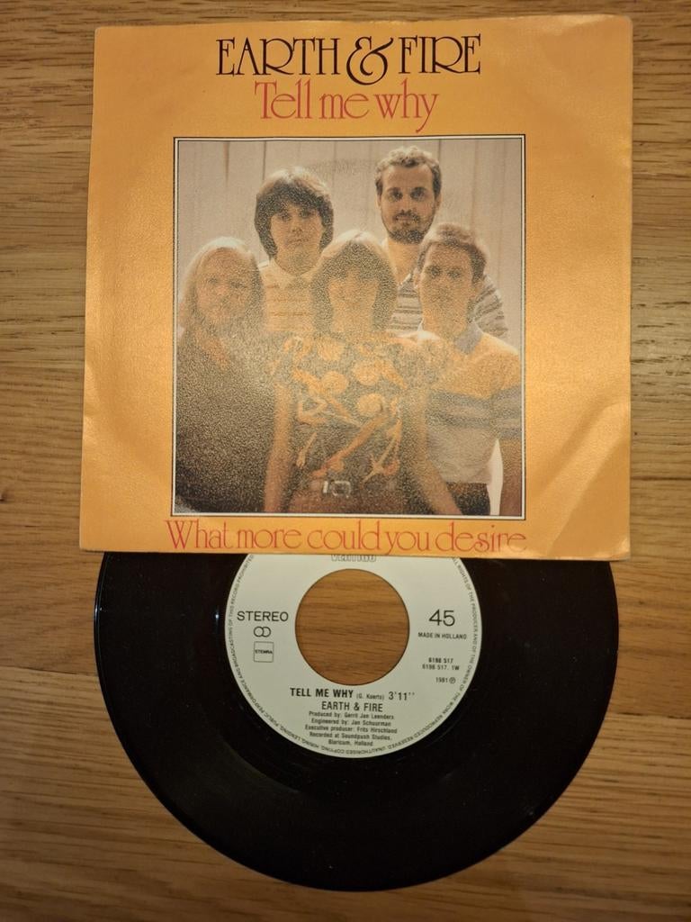 Earth & Fire - Tell Me Why (Vinyl Single), Cd's en Dvd's, Vinyl Singles, Gebruikt, Fotohoes, 7 inch, Ophalen of Verzenden