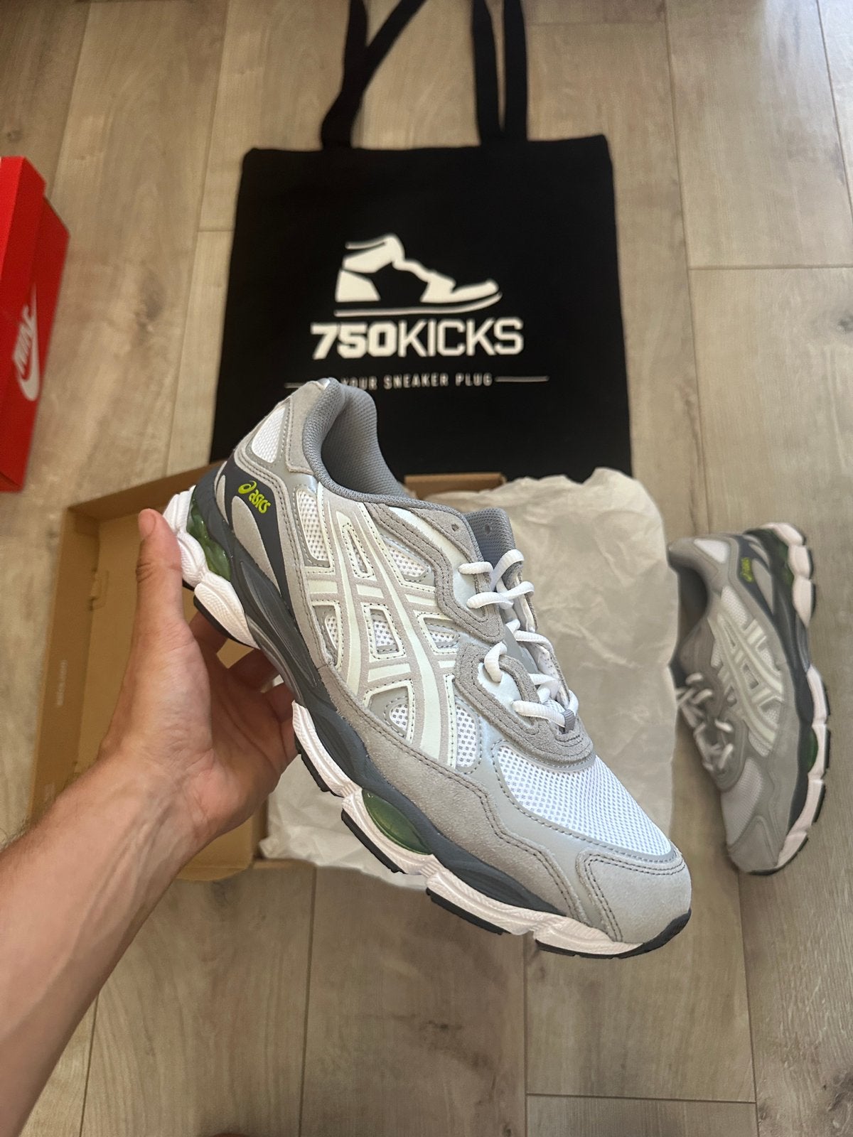 Asics Gel-NYC White Glacier Grey Maat EU45 1203A383-109, Overige kleuren, Nieuw, Ophalen of Verzenden, A