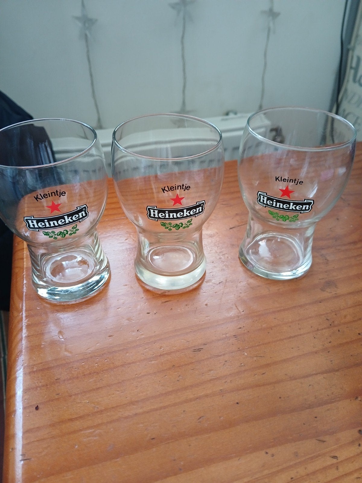 Set van 3 Heineken 'Kleintje' bierglazen, Ophalen of Verzenden, Zo goed als nieuw, Meerkleurig, Overige merken