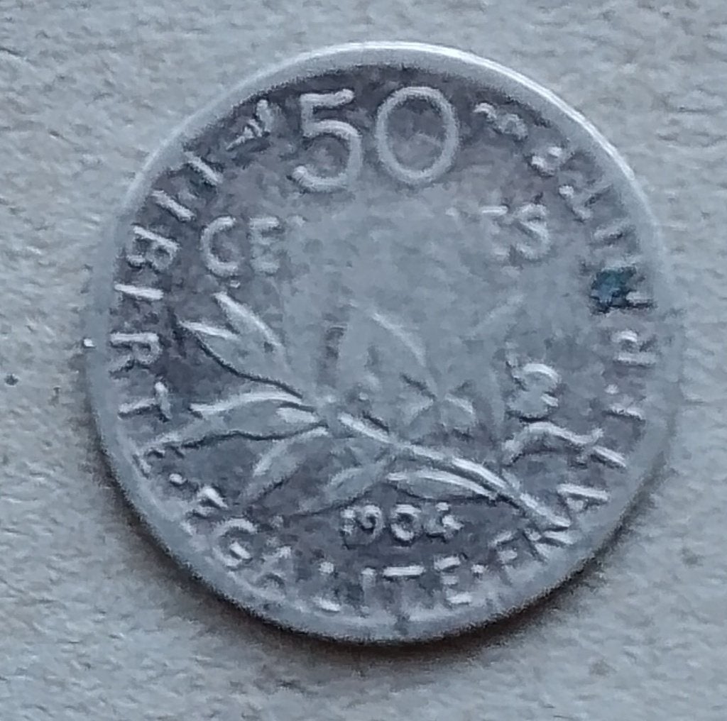 Frankrijk, 50 centimes 1904, Ophalen of Verzenden, Frankrijk, Losse munt, Zilver