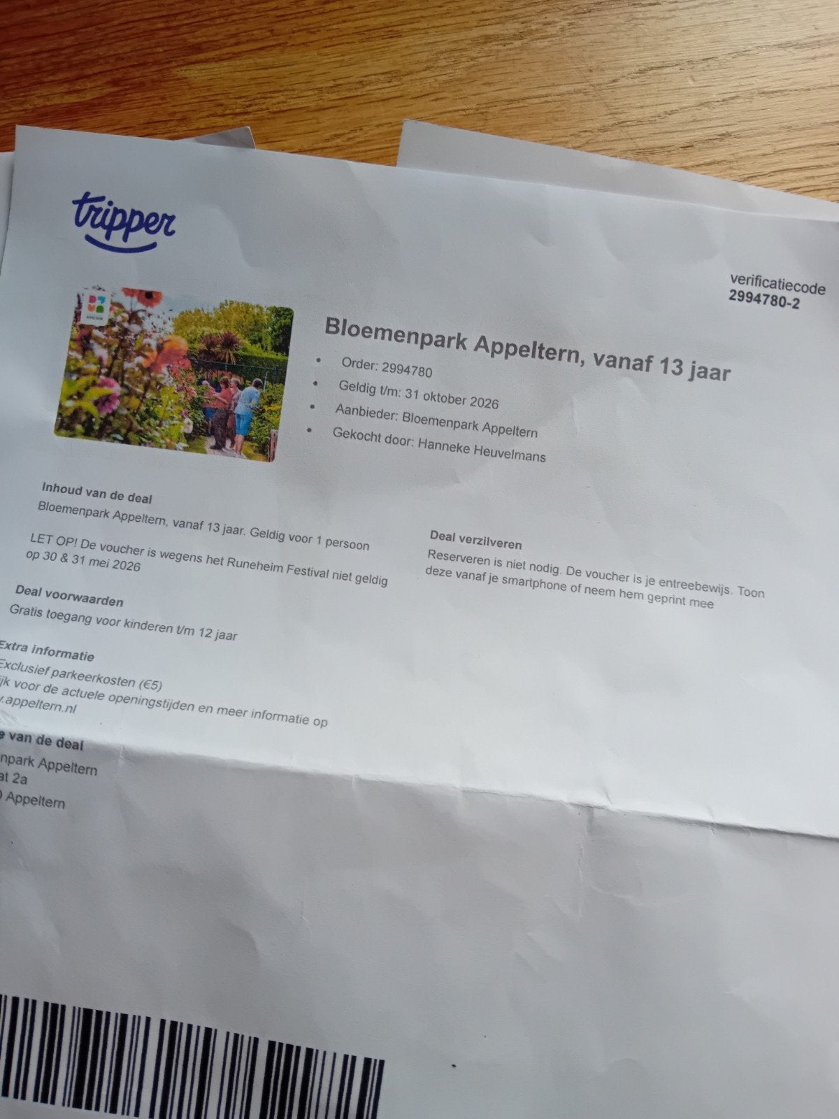 Entree appeltern, Drie personen of meer, Ticket of Toegangskaart