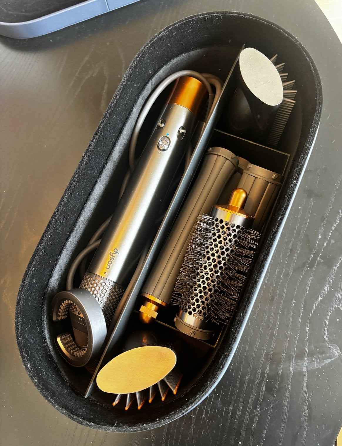Dyson Airwrap Complete Styler Nickel edition met accessoires, Ophalen of Verzenden, Zo goed als nieuw, Haarverzorging