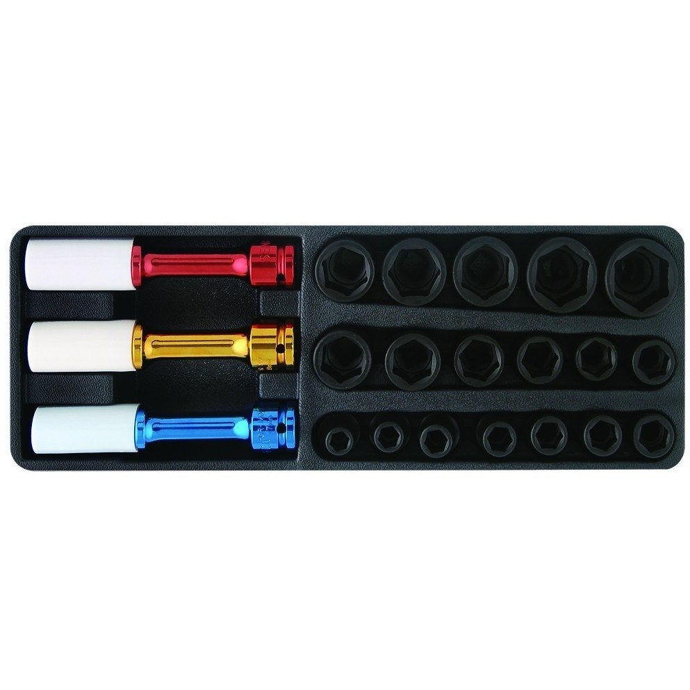 Impact doppen set 1/2" 18 delig   3 teflon doppen, Verzenden