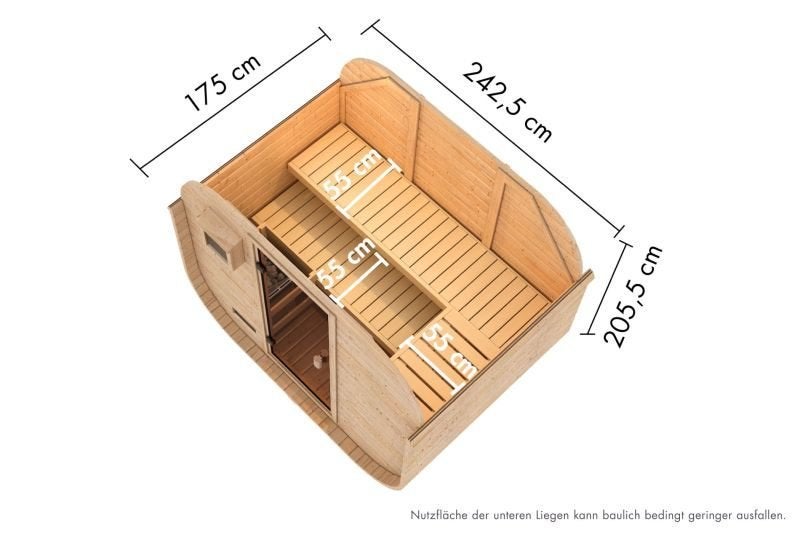 Barrel Sauna Quadro 1 Plus" voor 3-4 personen, Ophalen, Fins of Traditioneel, Sauna Service, Info@saunaservice.nl