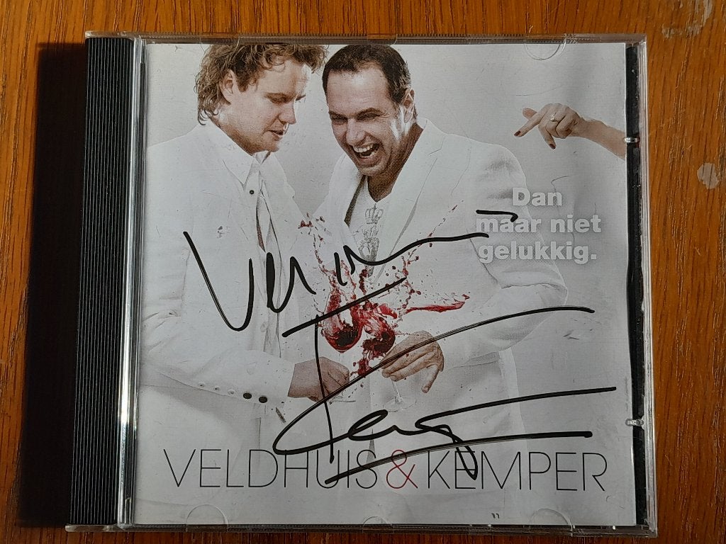 Veldhuis & Kemper  dan maar niet gelukkig gesigneerd  cd, Ophalen of Verzenden, Gebruikt, Levenslied of Smartlap, Gesigneerd