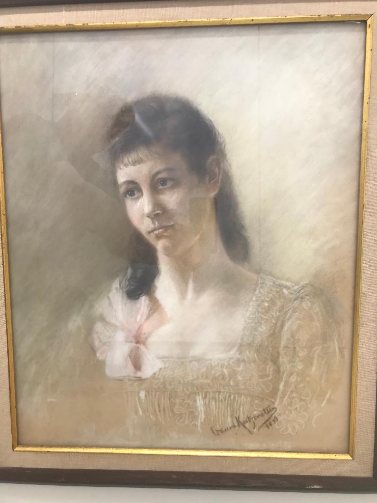 louis katzenstein dames portret pastel aquarel 19 eeuw, Ophalen of Verzenden