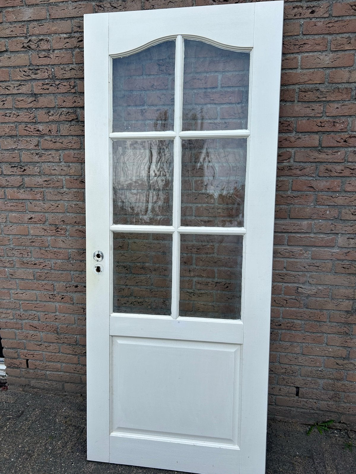 Witte Binnendeur met Glaspanelen - Klassiek Design, Doe-het-zelf en Verbouw, Deuren en Horren, Ophalen, Gebruikt, 80 tot 100 cm