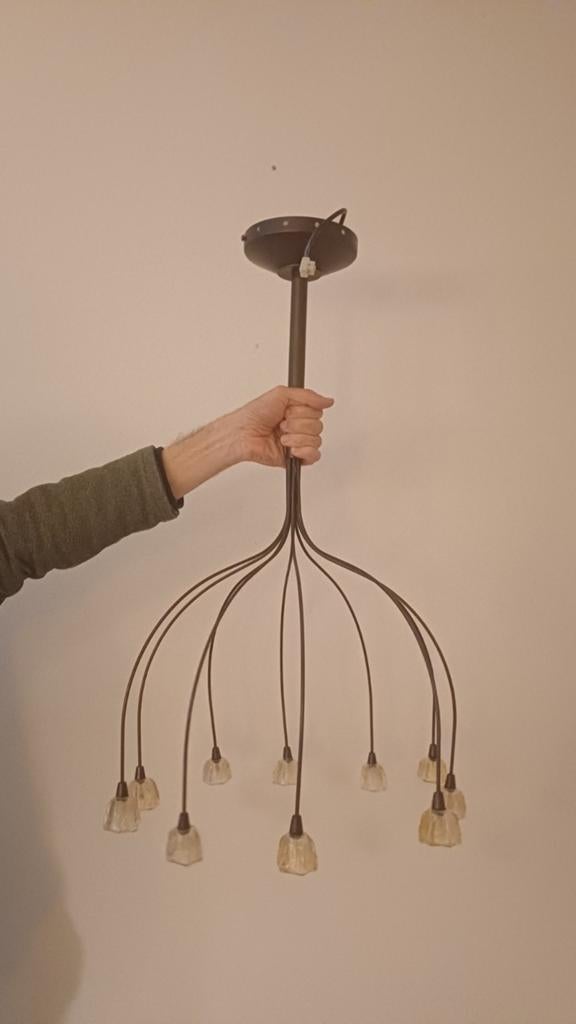 Design handgemaakte plafondlamp., Ophalen, Gebruikt, Glas, 50 tot 75 cm