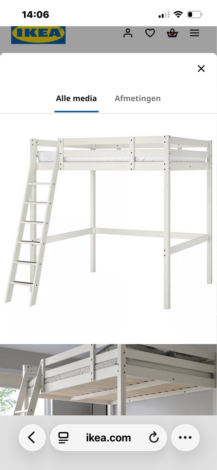Super fijne hoogslaper, Huis en Inrichting, Slaapkamer | Stapelbedden en Hoogslapers, Ophalen, Hoogslaper, Tweepersoons, 140 cm