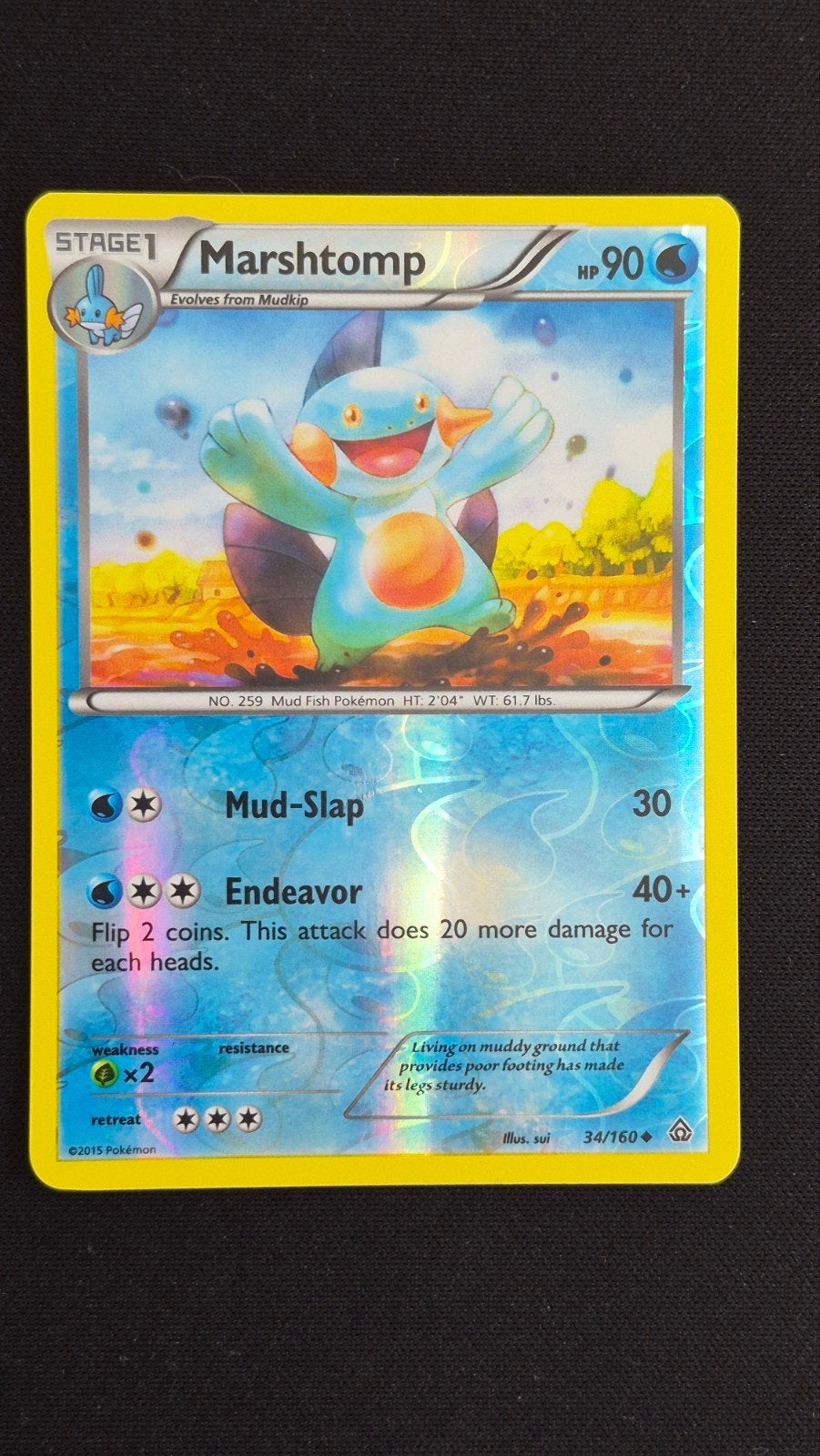 Marshtomp Reverse Holo 34/160 – Primal Clash (2015), Verzenden, Zo goed als nieuw, Losse kaart, Foil