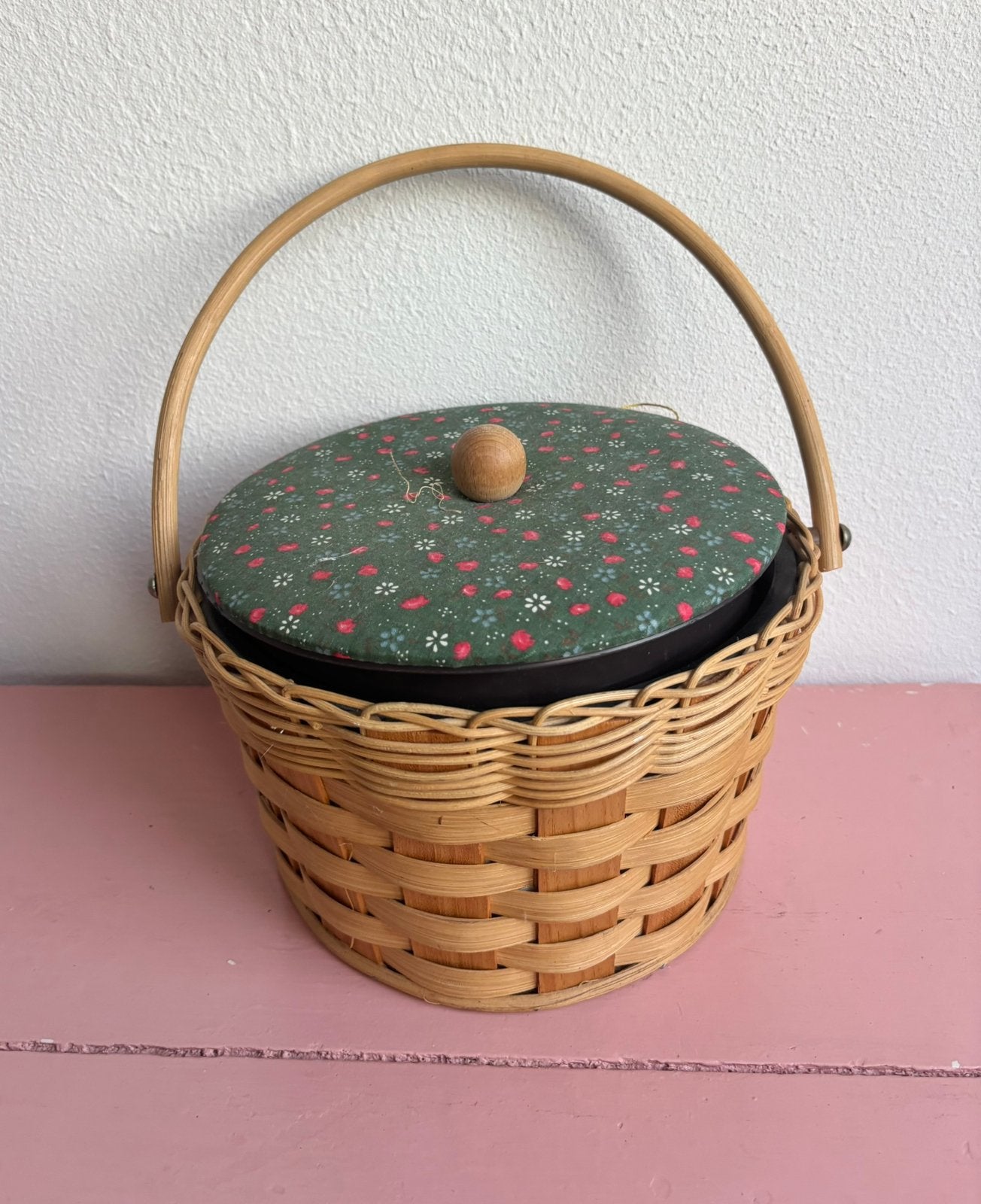 Vintage Rotan Naaimandje – longaberger stijl, Ophalen of Verzenden, Zo goed als nieuw